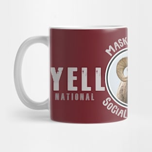 Yellowstone Bighorn Mask On & Social Distance - dark Mug